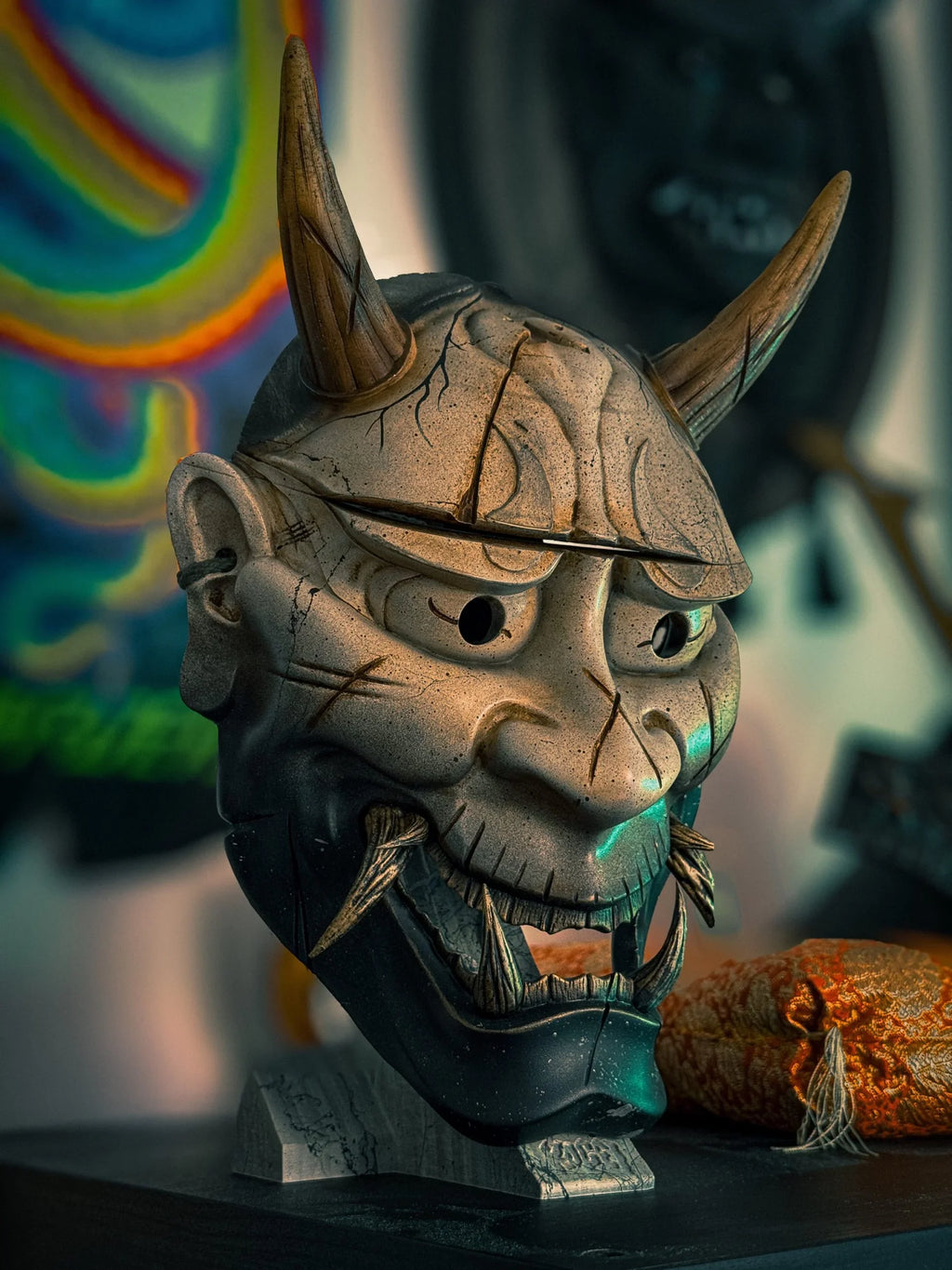 masque oni japonais traditionnel artisanal kogei