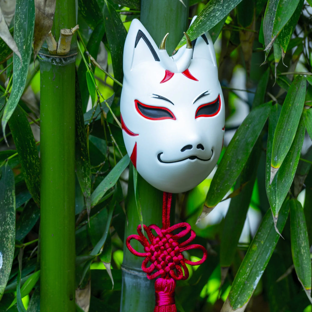 masque kitsune japonais artisanal blanc traditionnel