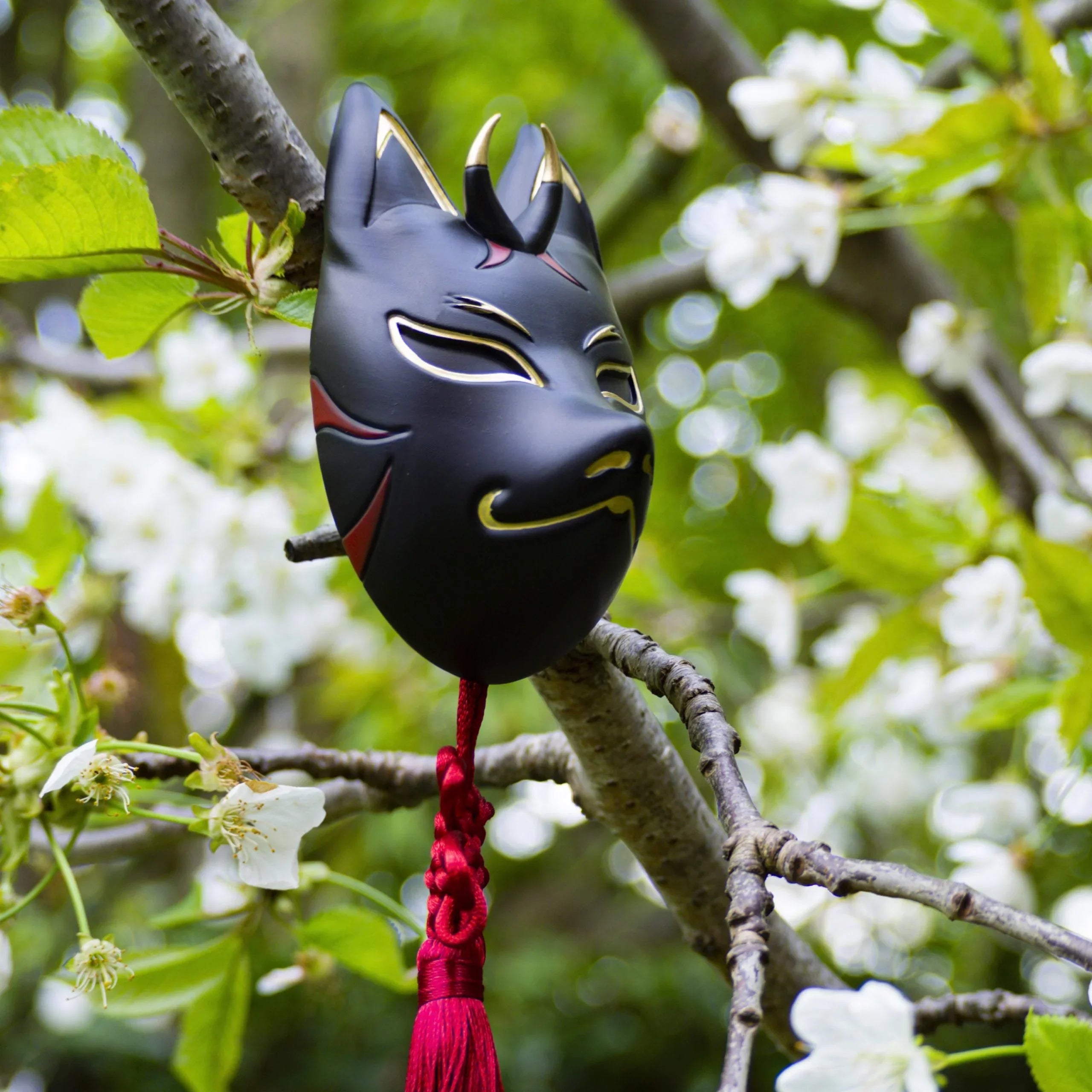 masque kitsune japonais artisanal