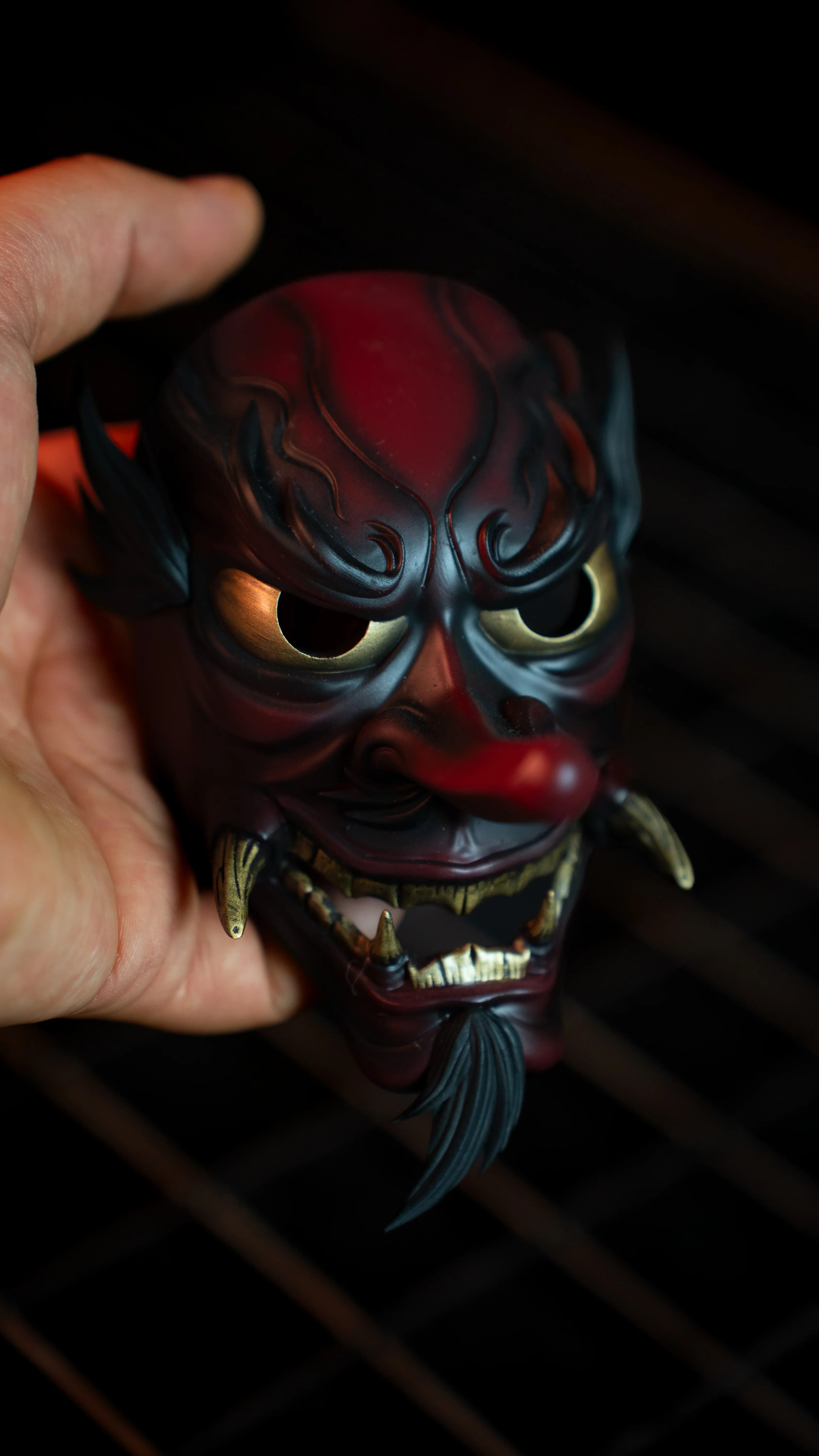 masque tengu japonais artisanal rouge mini