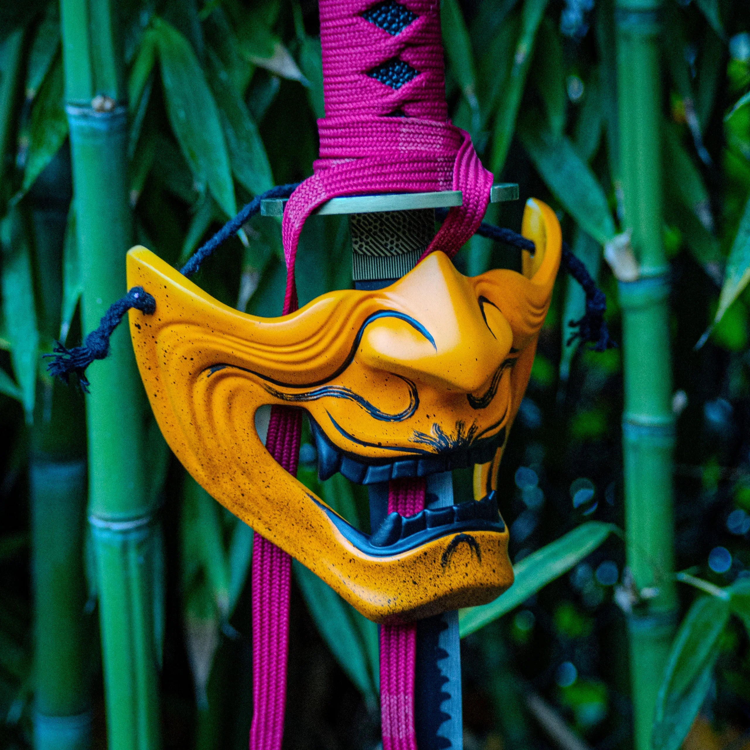 masque menpo japonais samurai orange